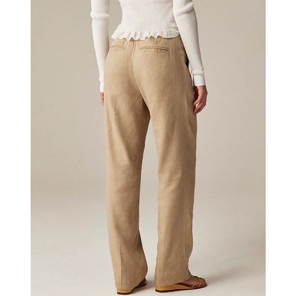 J Crew Portia Herringbone Linen Blend Pants US Women's 14 Tall New - Picture 2 of 7